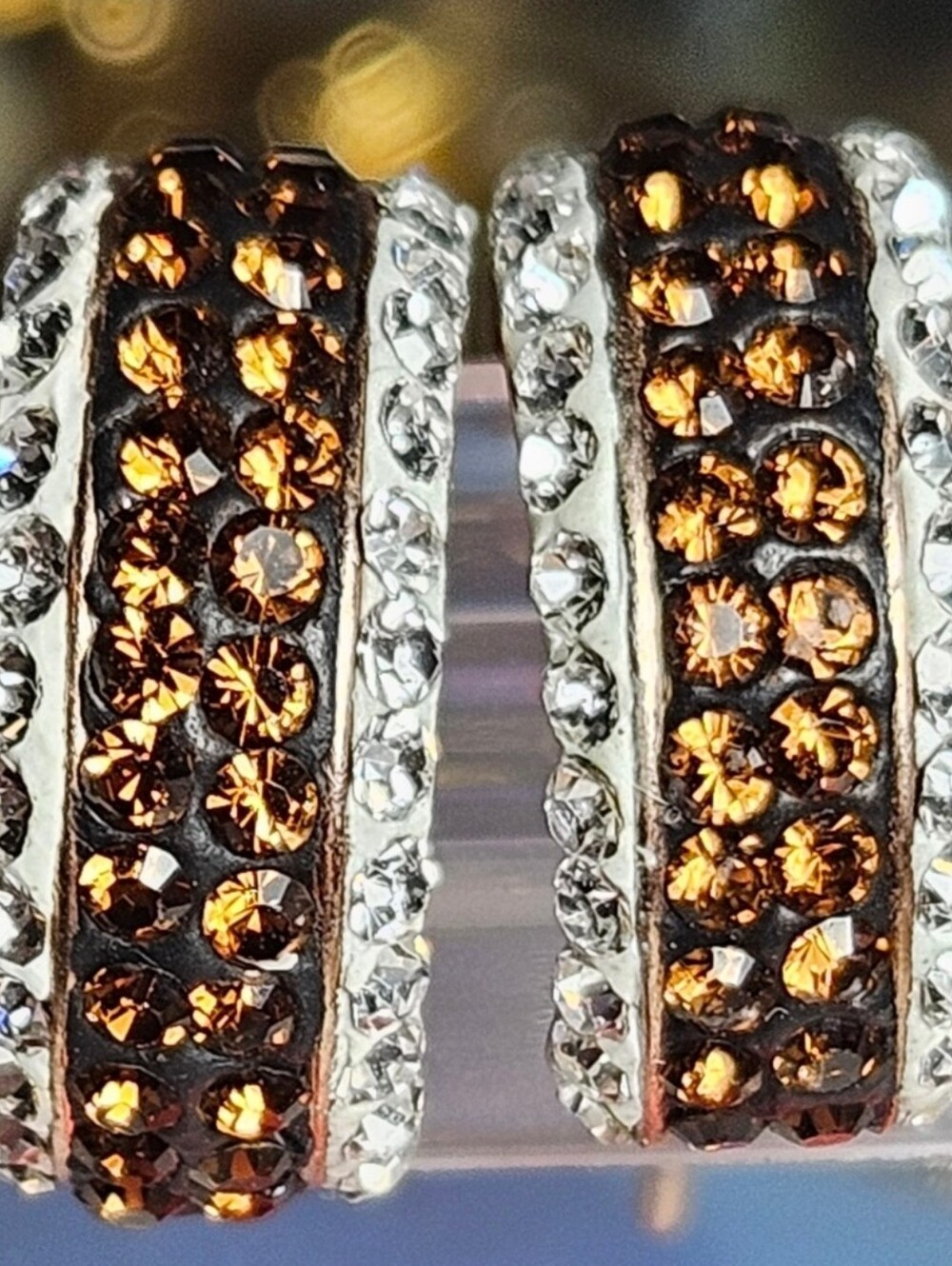Small Brown & Clear Earrings Made with Swarovski Crystals.